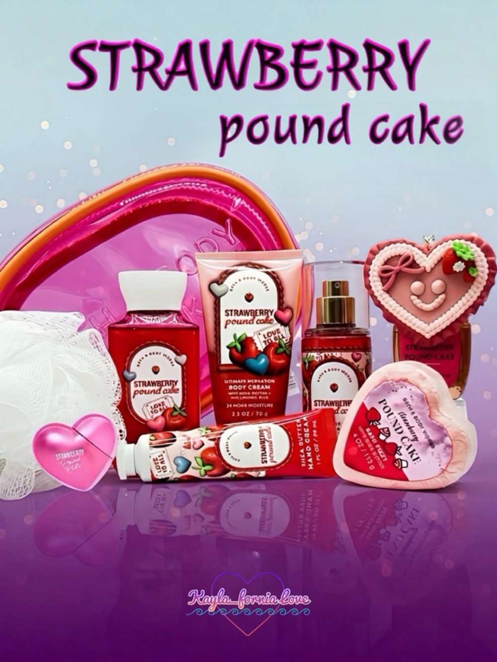 ✨ NWT BBW Strawberry Pound Cake Travel Bundle in Self-Love Bag 🍓💕